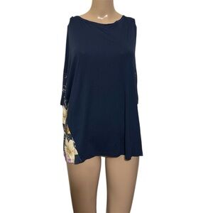 Desigual Navy Blue Tunic with Floral Accents